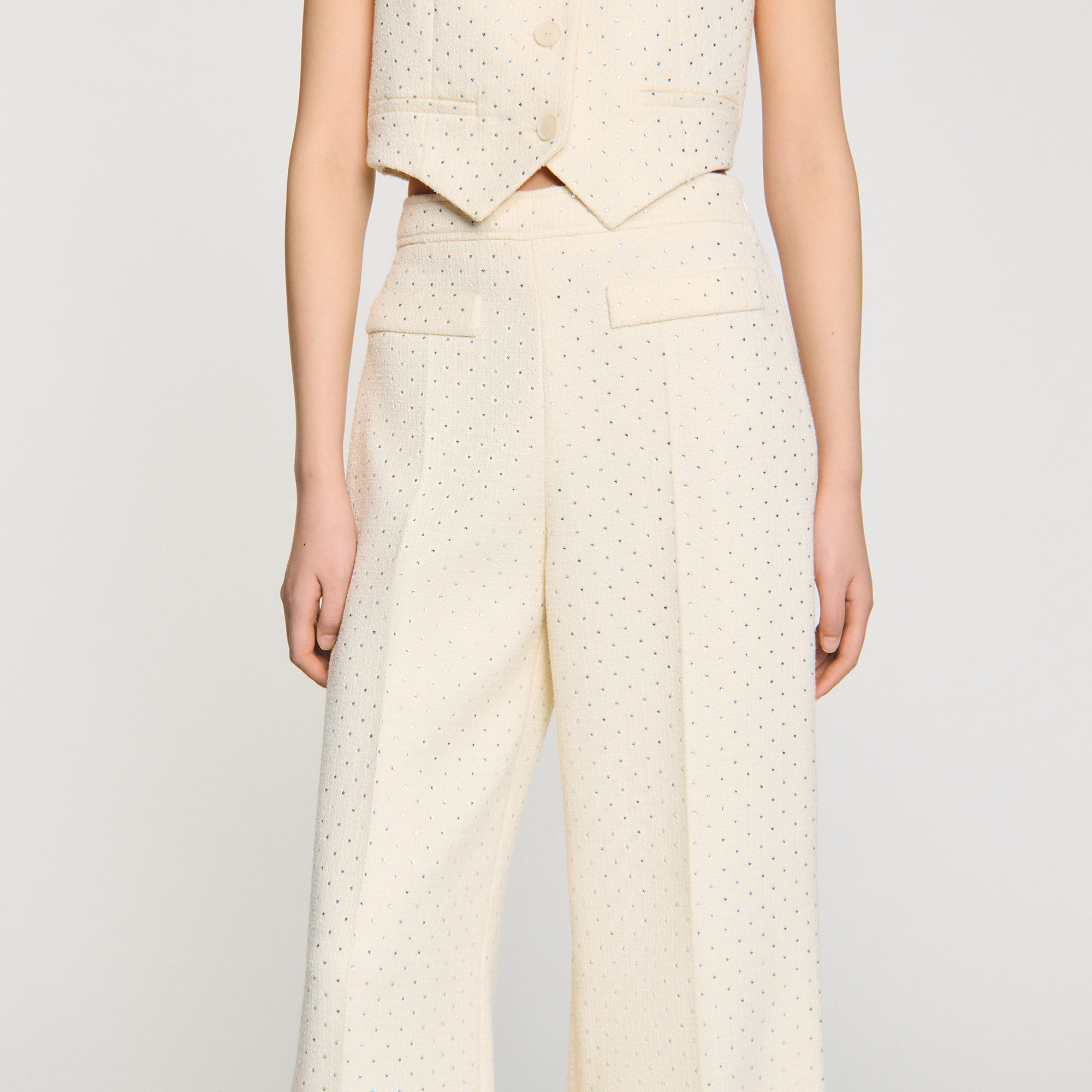 Pantaloni in tweed glitterato