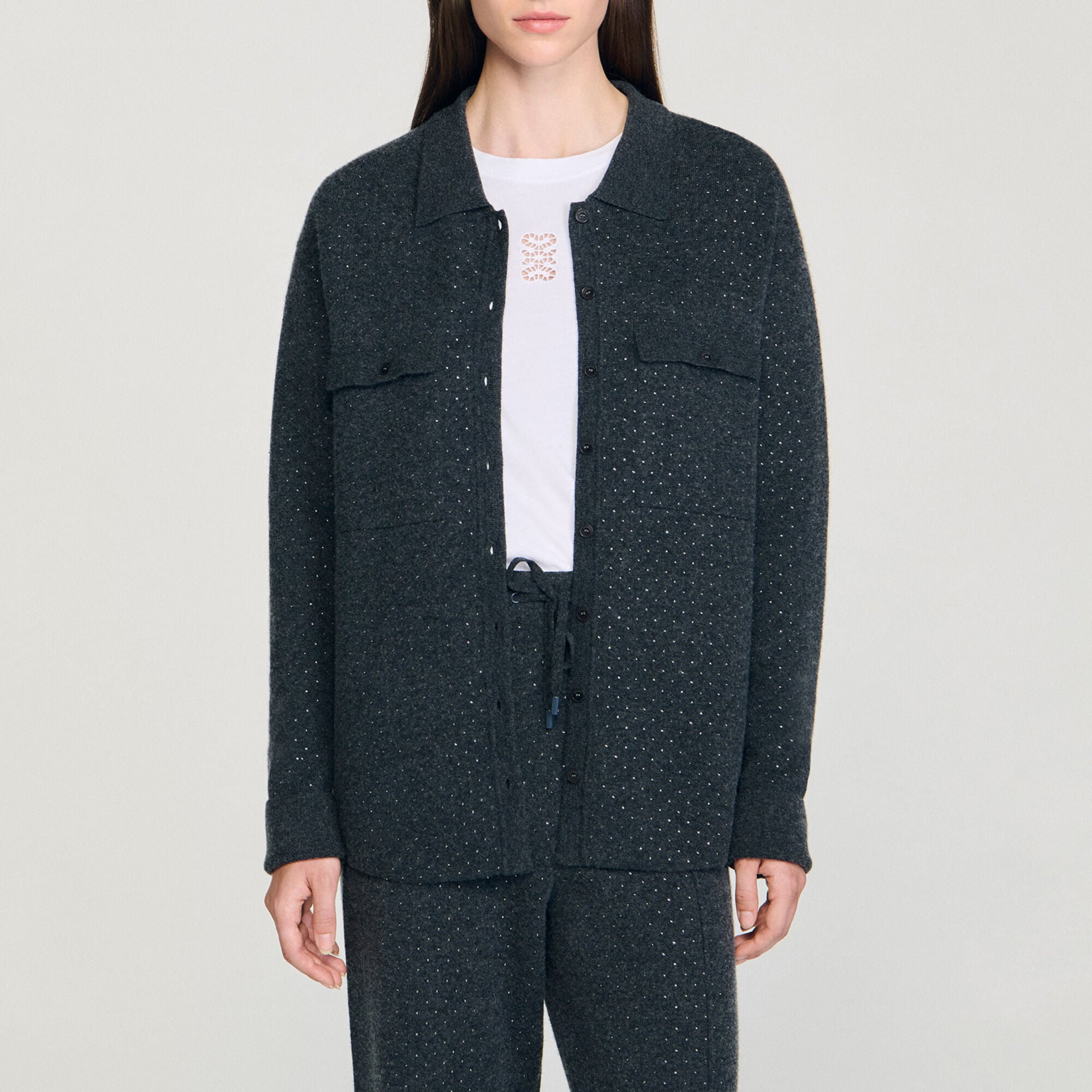 Cardigan lungo glitterato - Donna | Sandro