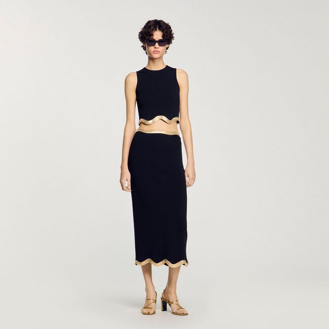 Gonna lunga in maglia con catenine