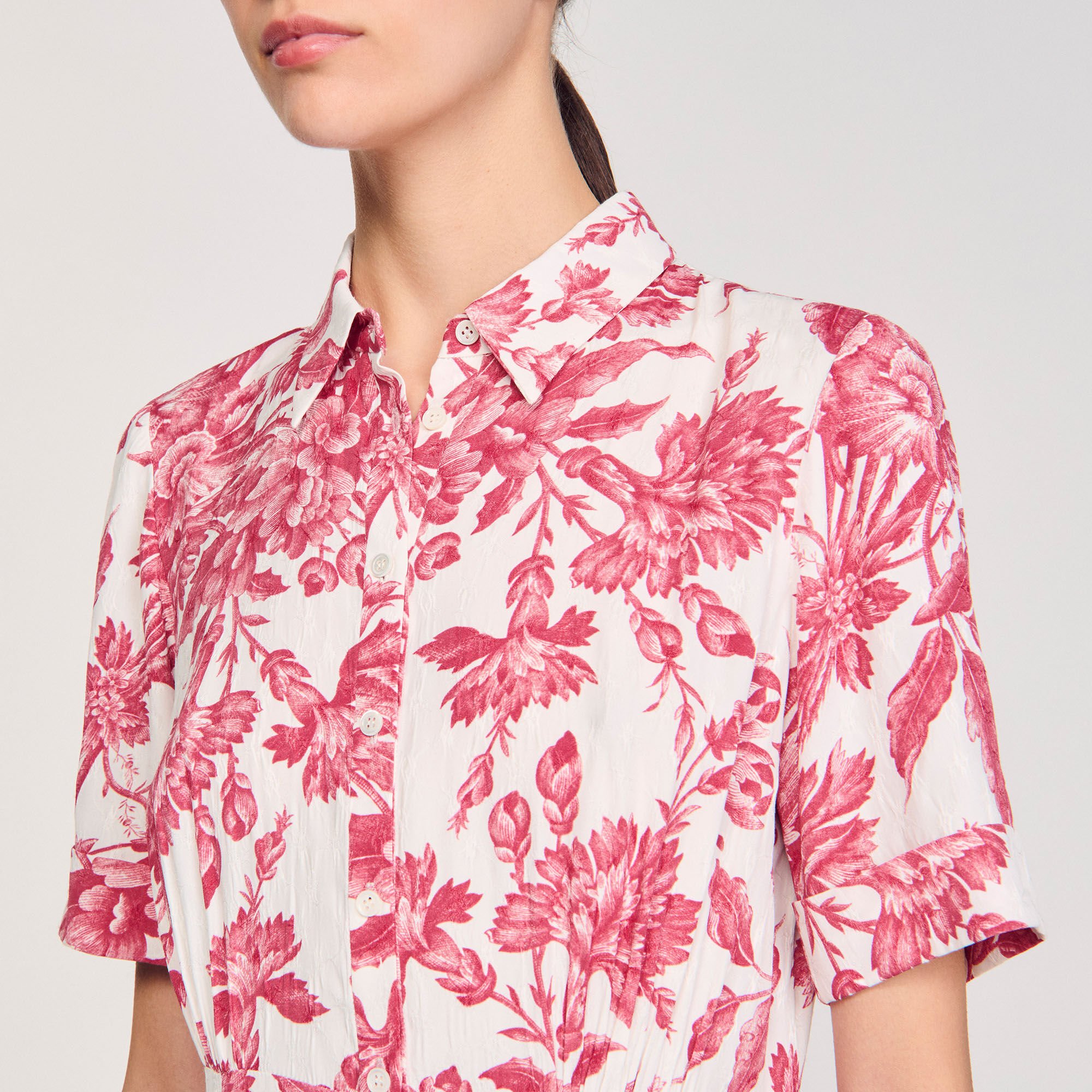 Abito lungo camicia stampa fiorita