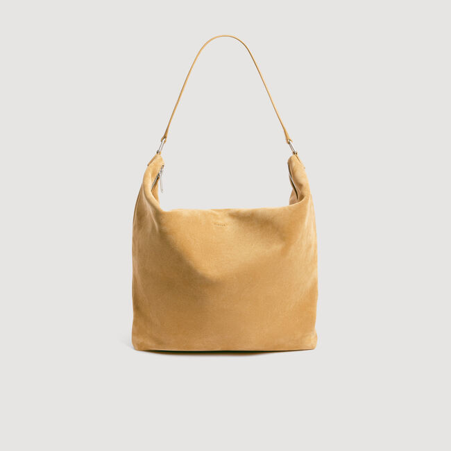 Hobo bag in crosta con zip