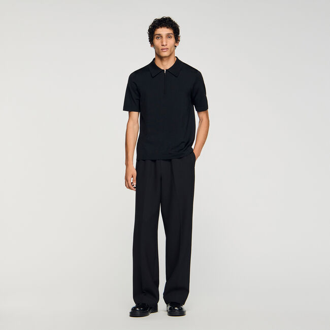 Polo in maglia con colletto con zip