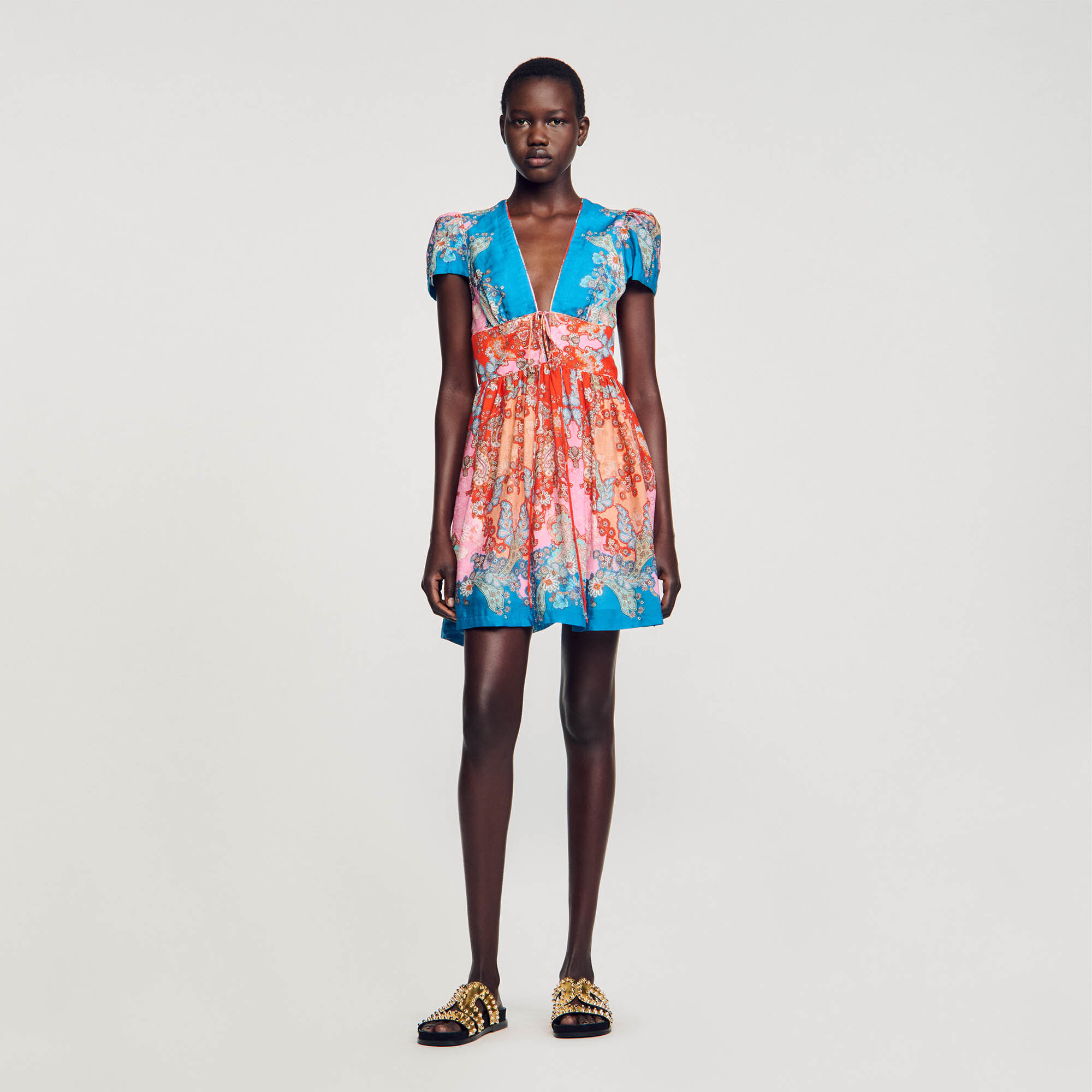 Abito corto con stampa blu da donna Sandro Paris