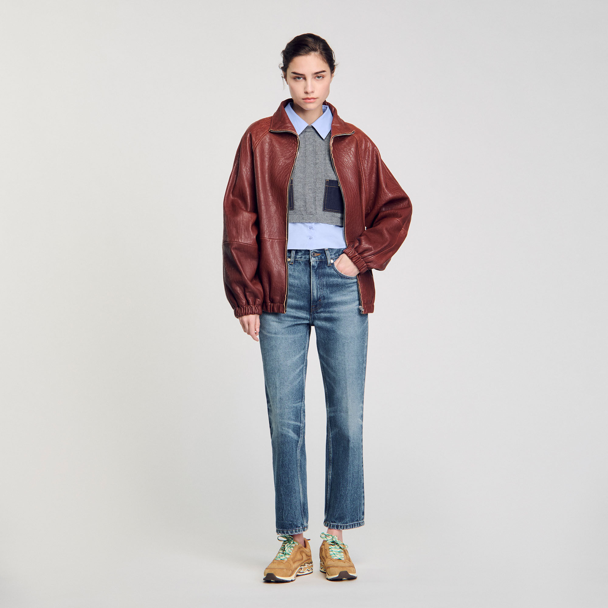 Maglione corto in lana e cashmere