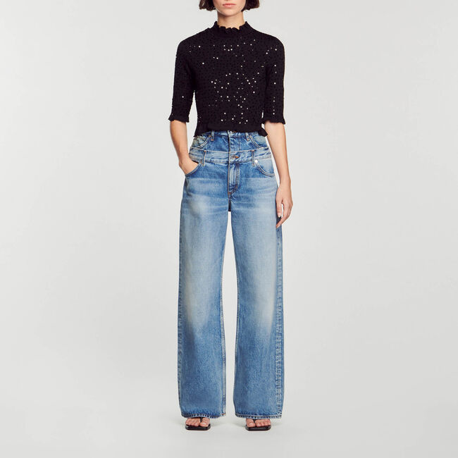 Top ornato da paillettes