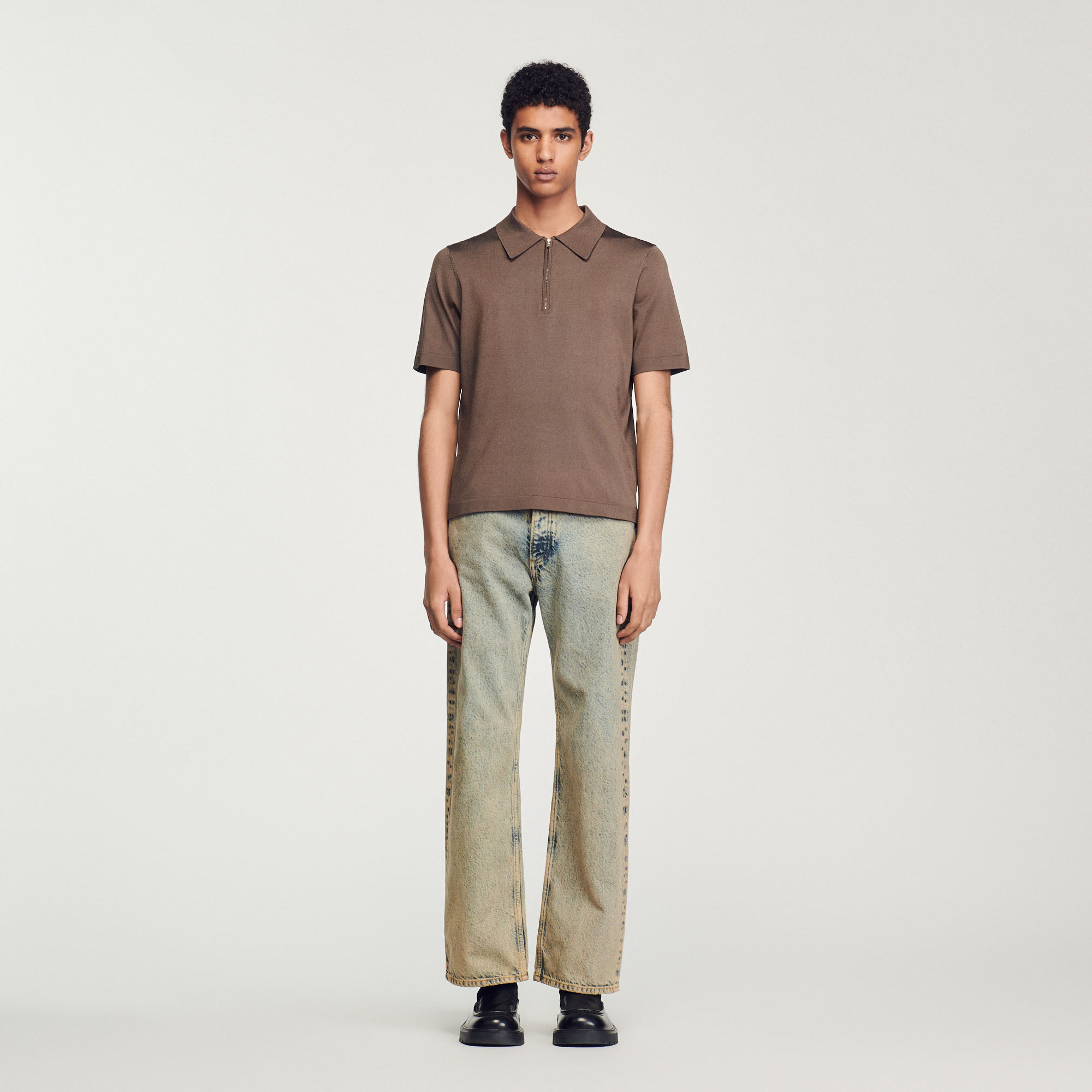 Polo in maglia con colletto con zip