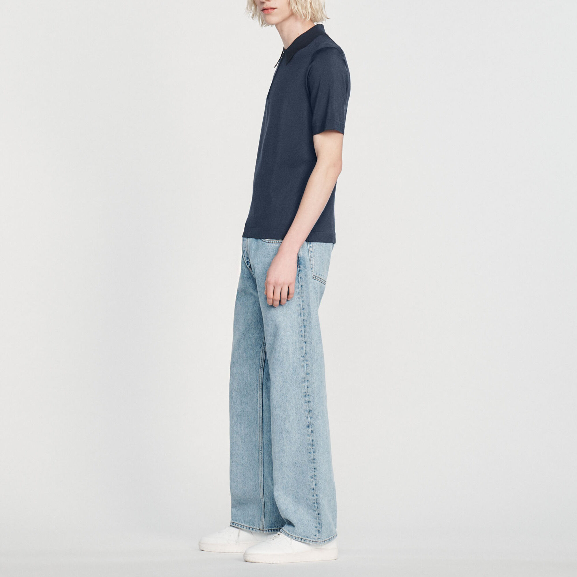 Polo in maglia con colletto con zip