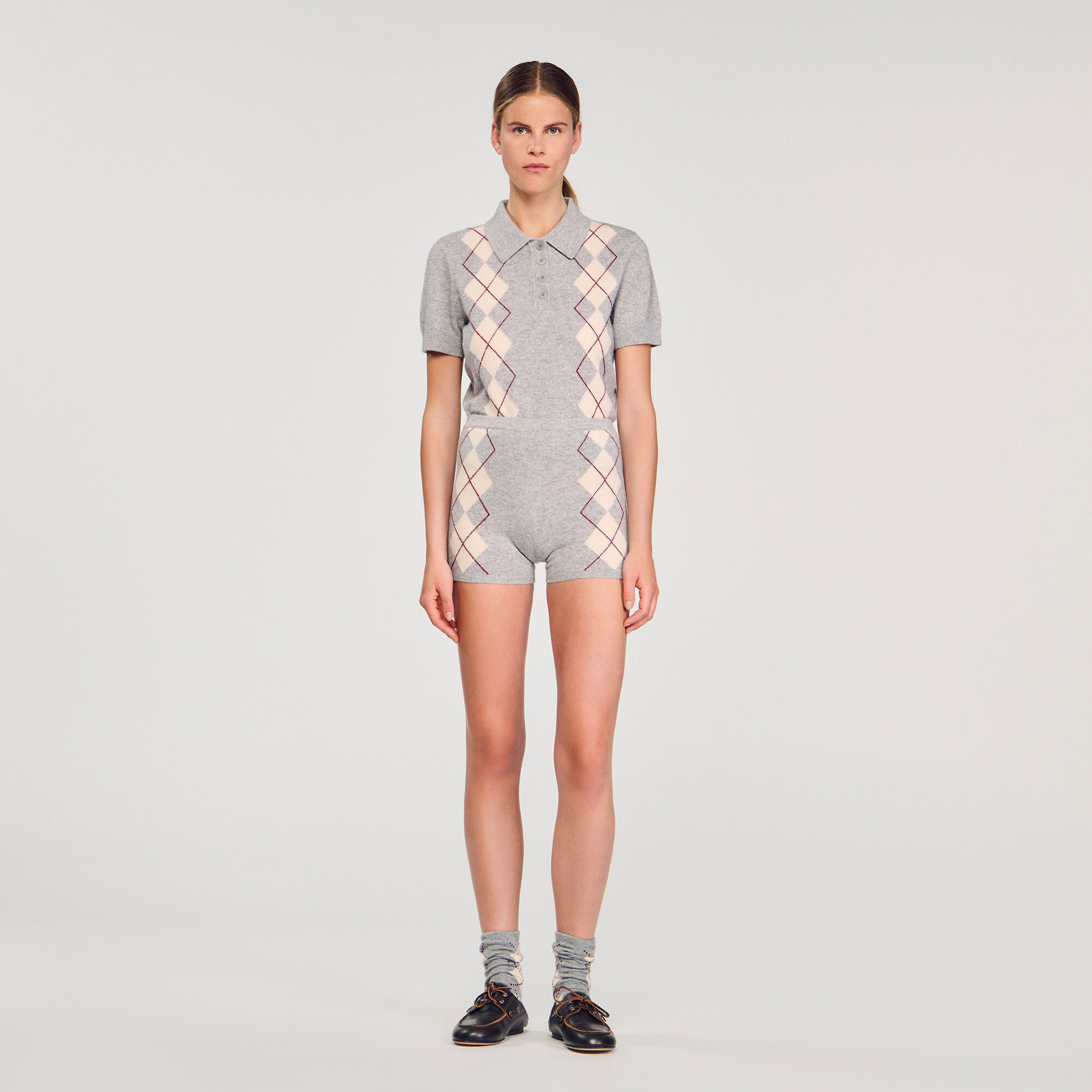 Shorts in maglia a rombi