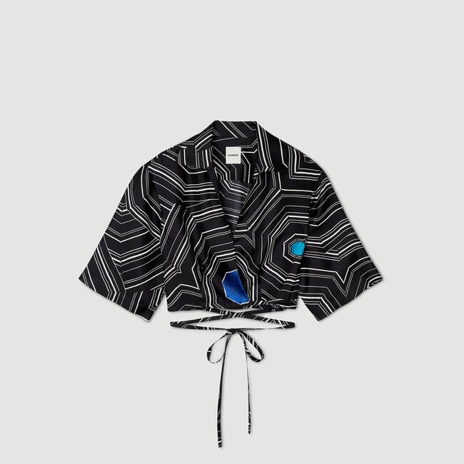 Camicia in seta stampa a spirali