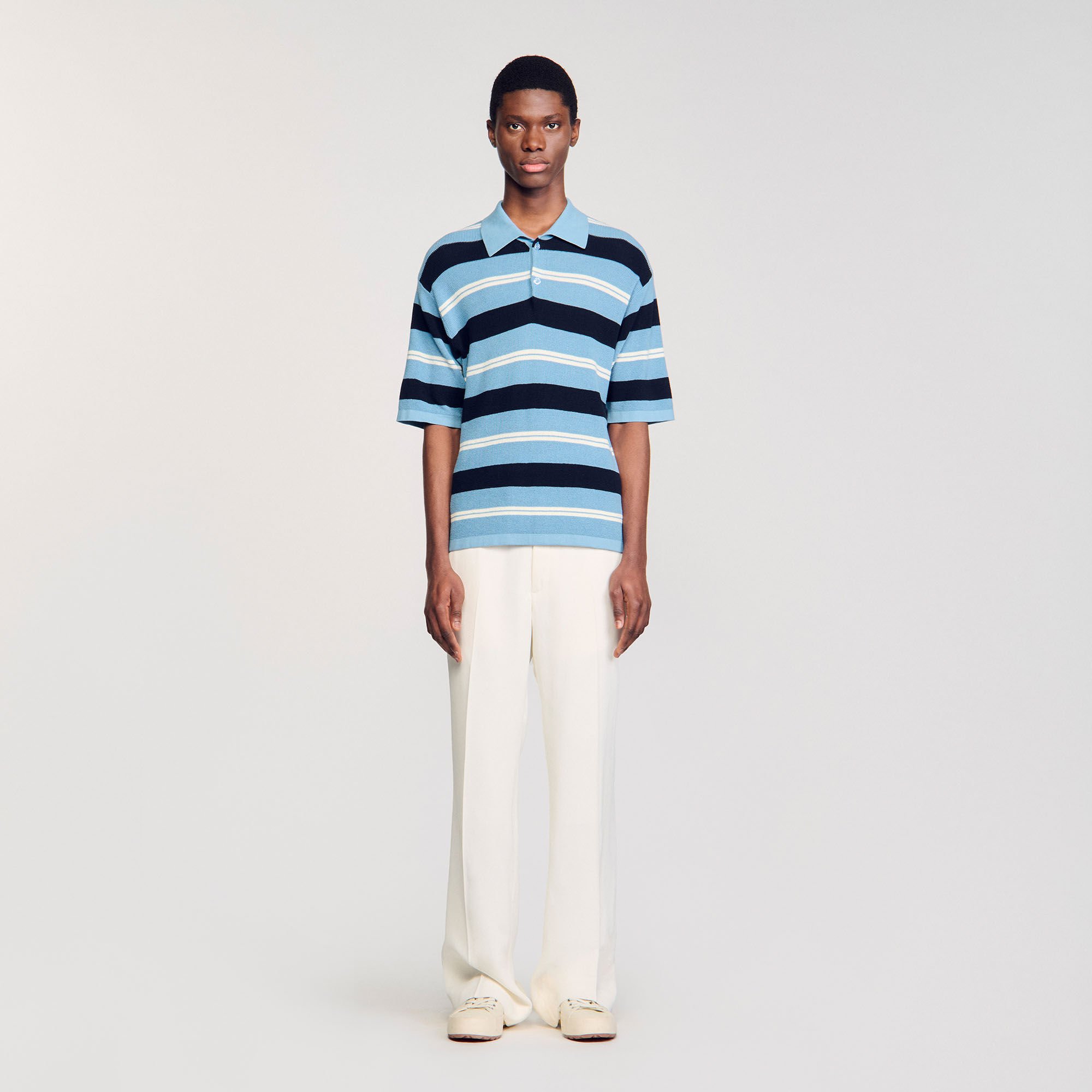 Polo a righe in maglia