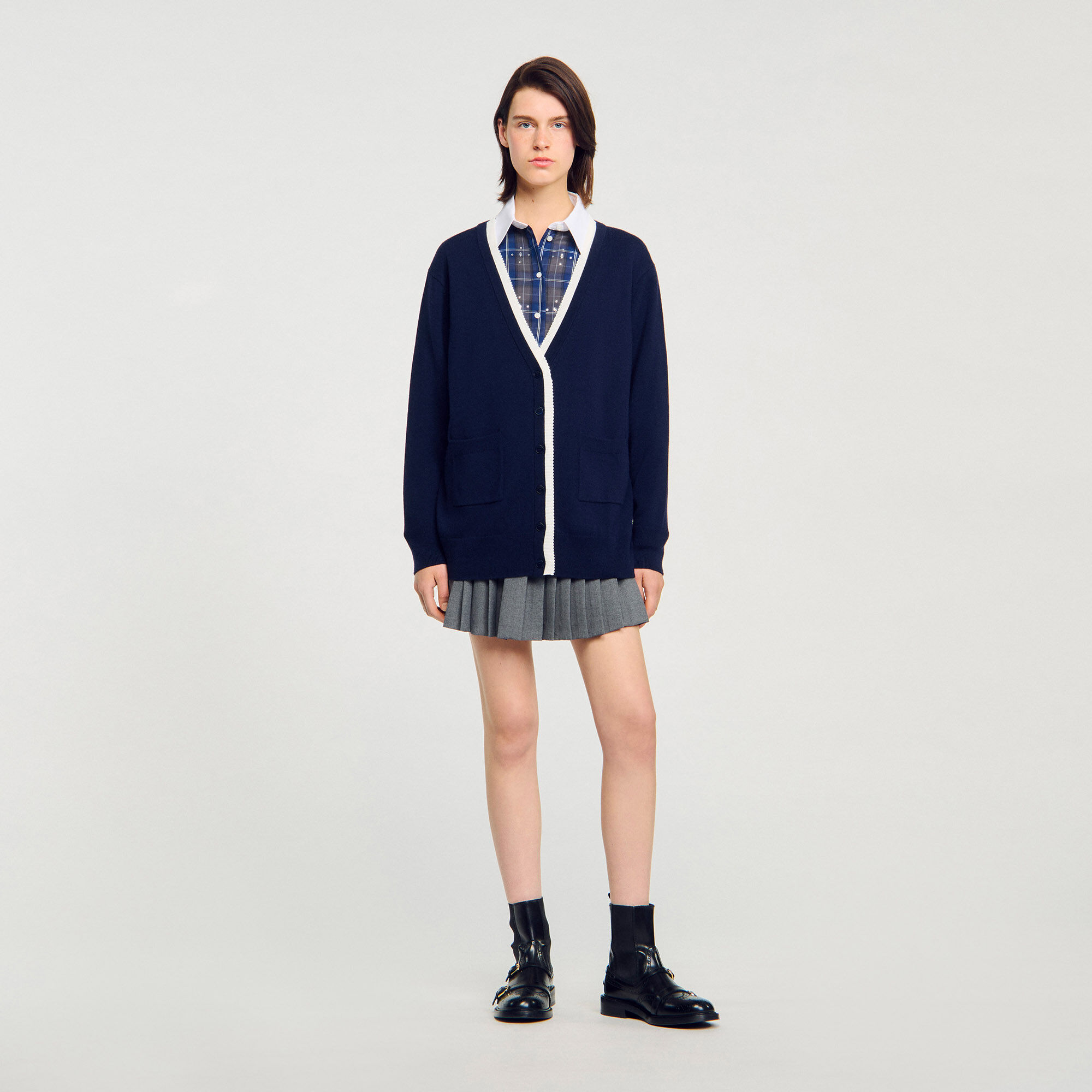 Cardigan lungo bicolore