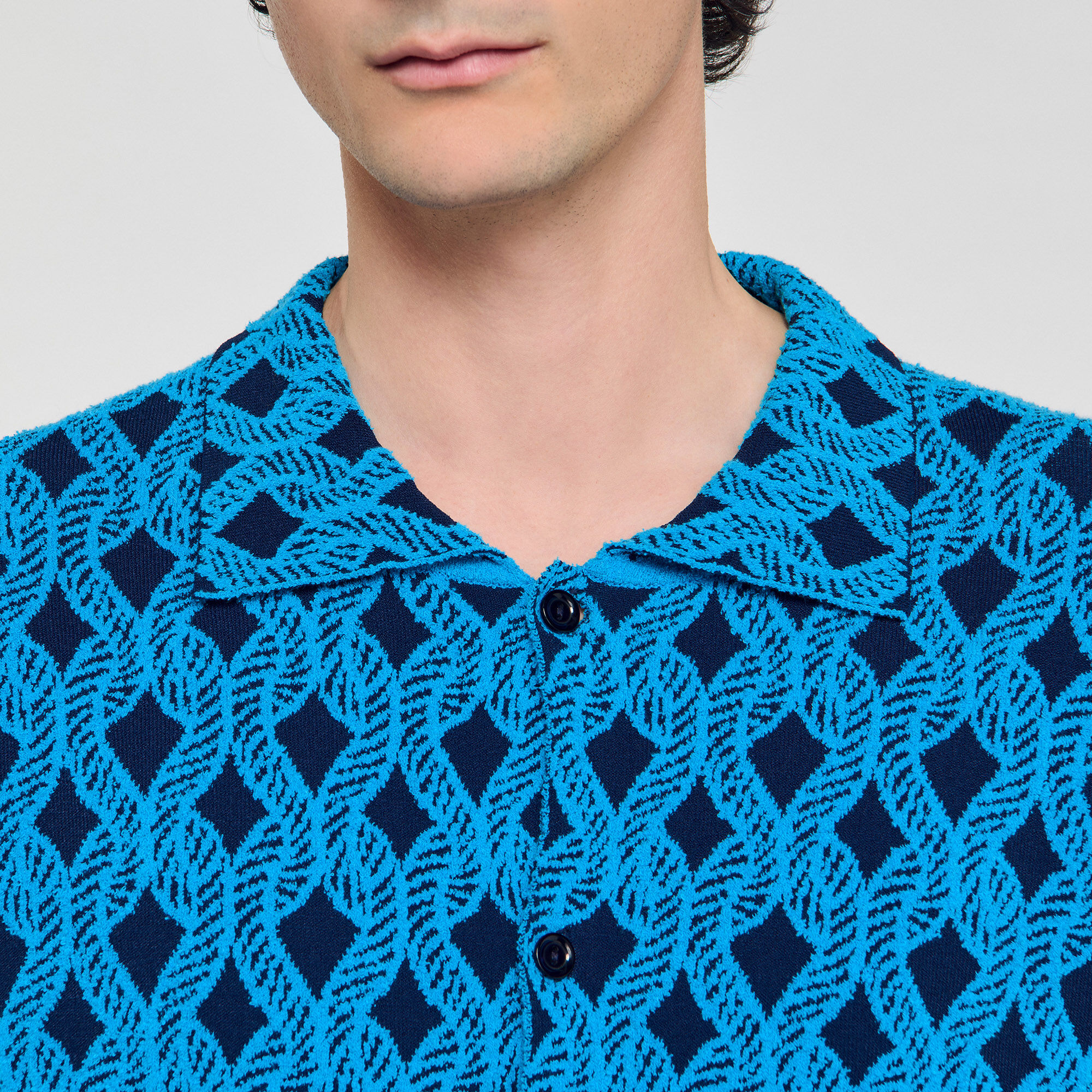 Camicia cardigan con jacquard a corda