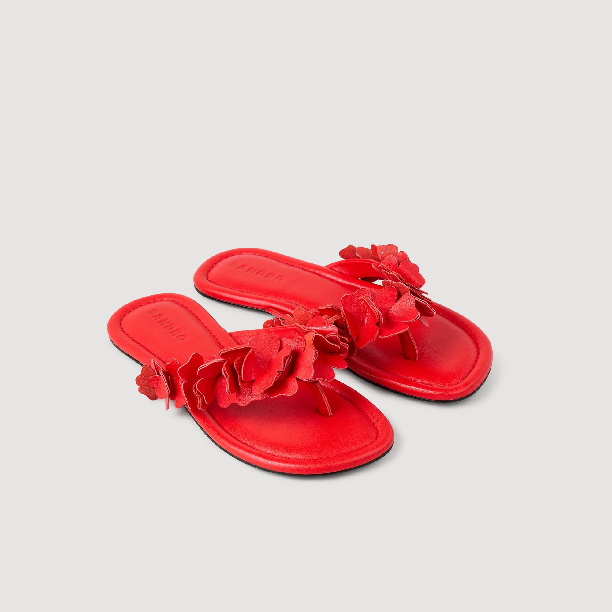 Sandali in pelle con fiori