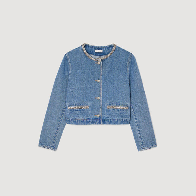 Giubbotto in denim con strass