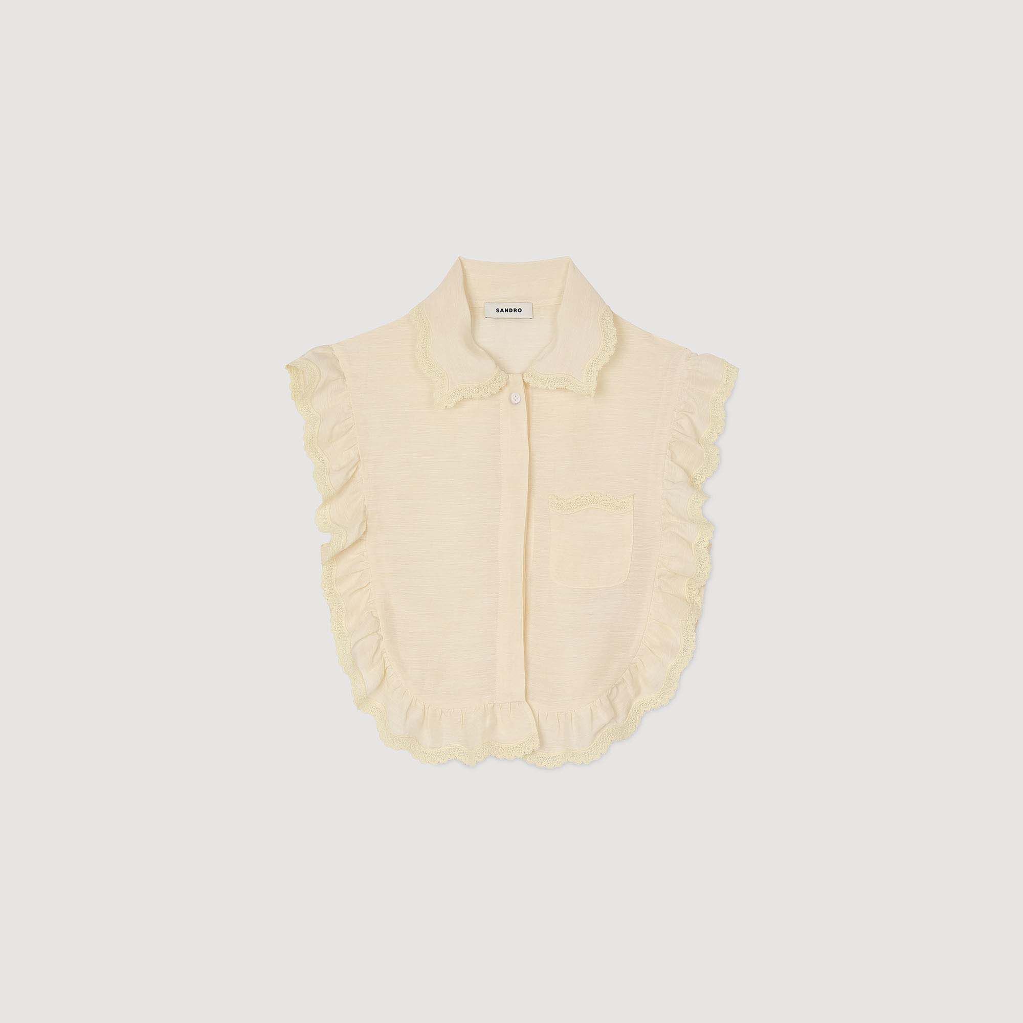 Top Collo camicia con dettagli in pizzo