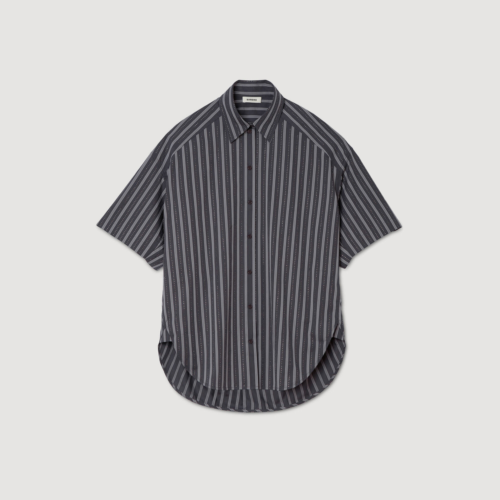 Camicia oversize a righe glitterata