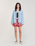 Giubbotto jeans colletto in pelle