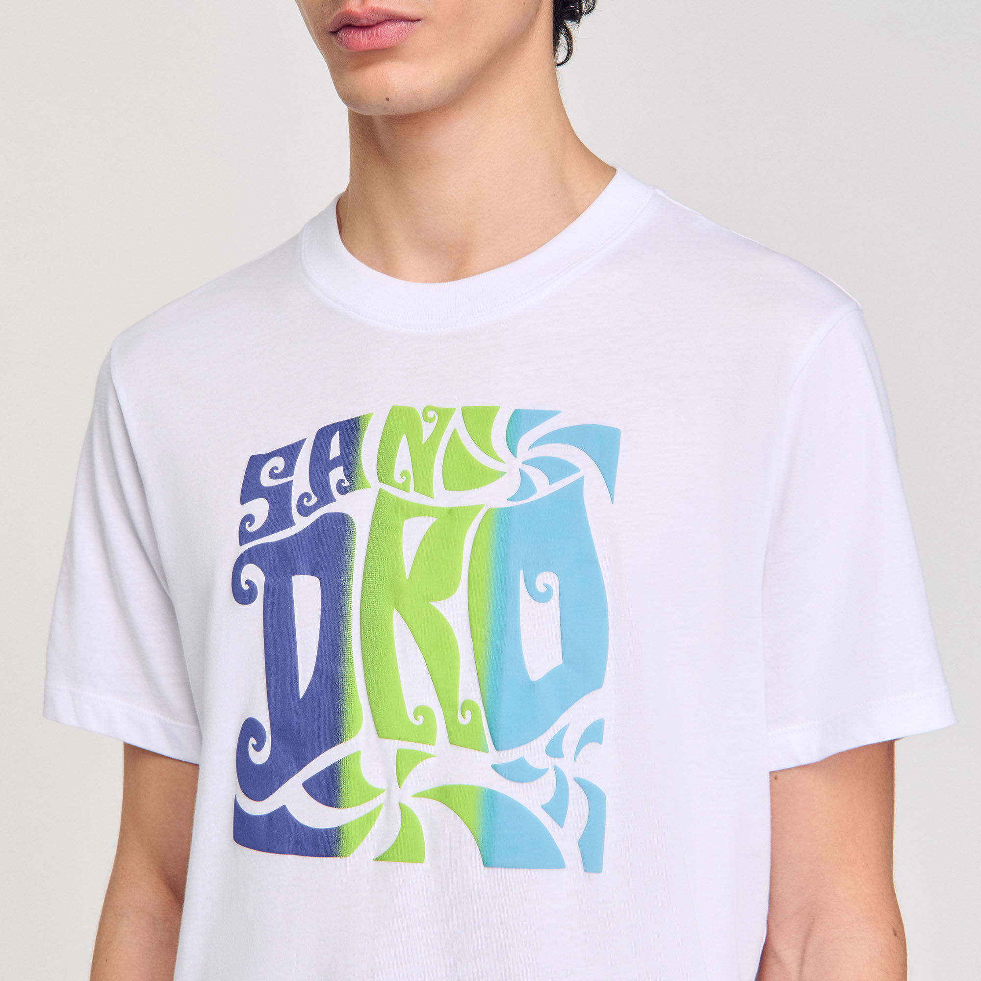 T-shirt in cotone con stampa a onde