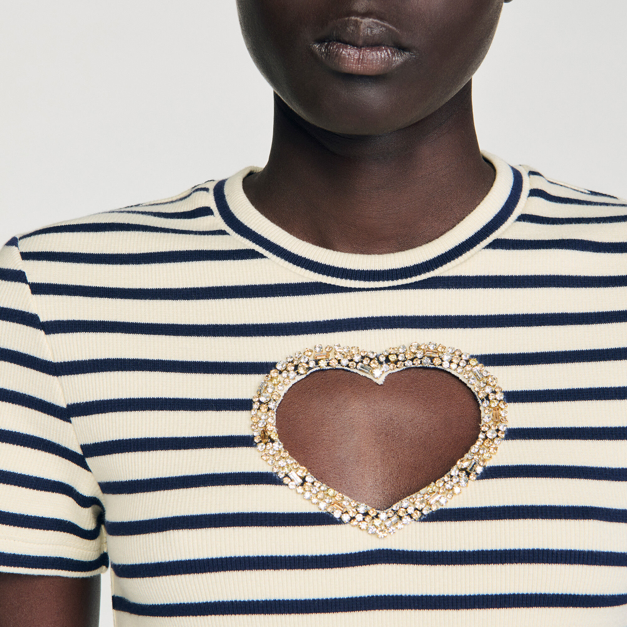 T-shirt cuore glitterato