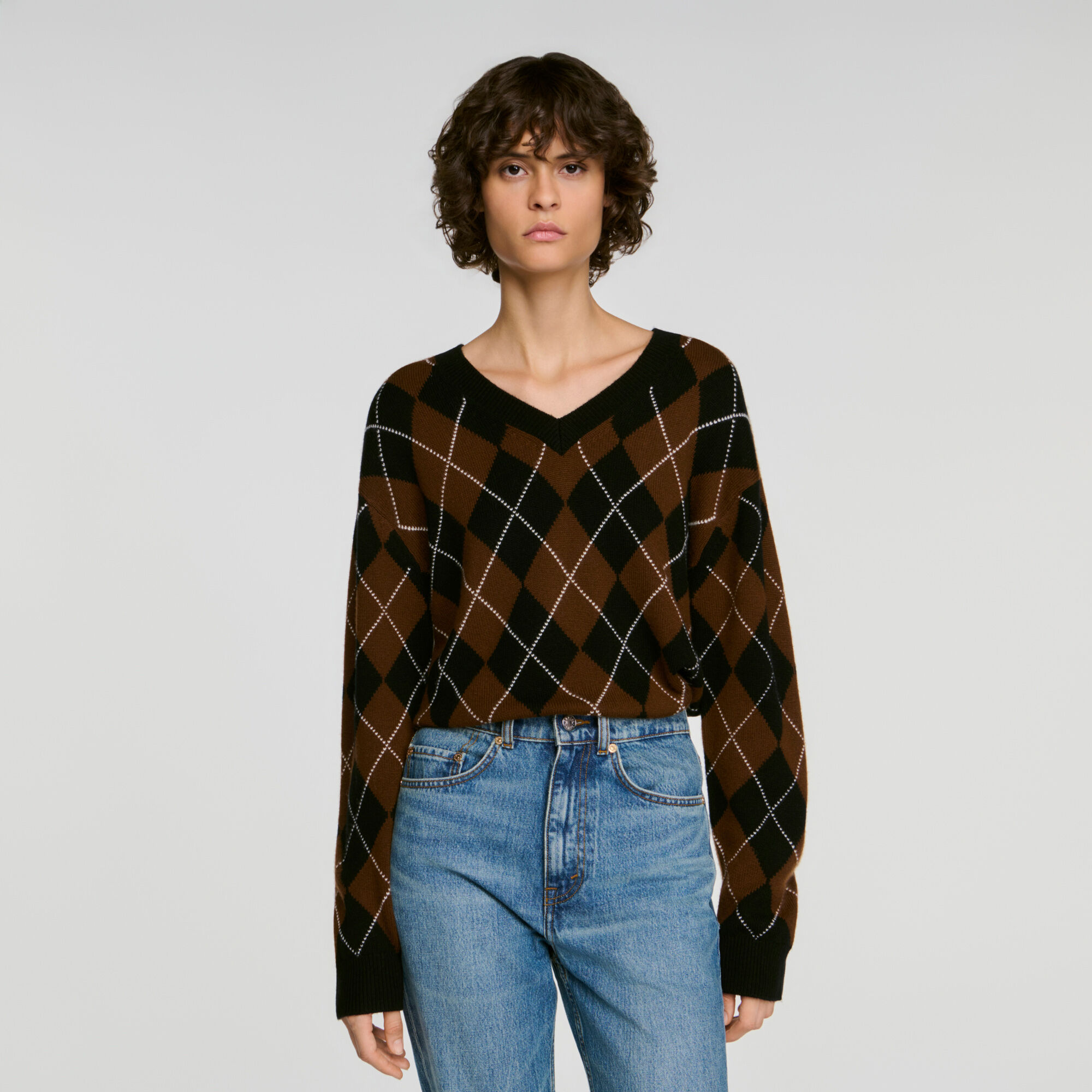 Maglione a rombi con strass