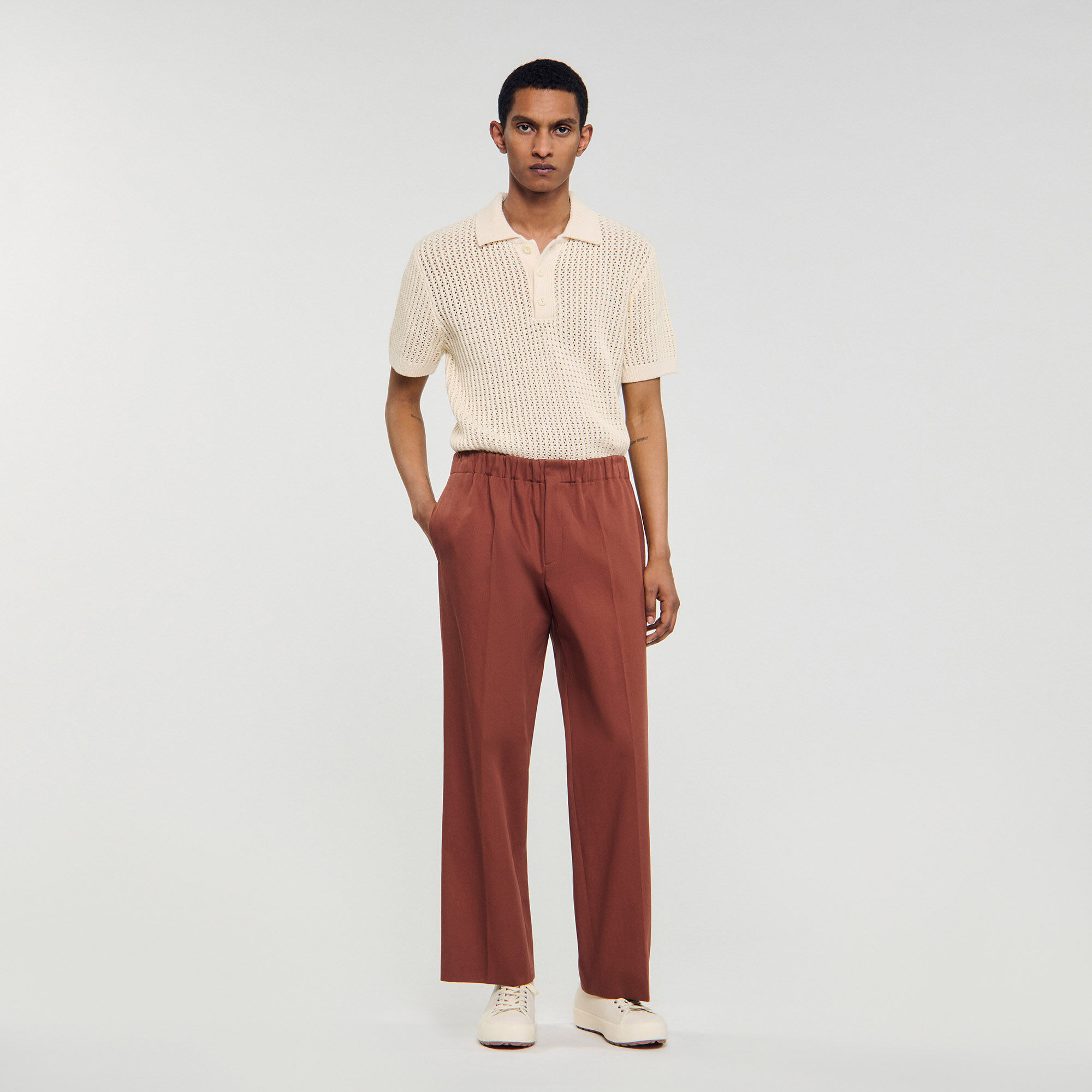 Pantaloni larghi in cotone elasticizzato