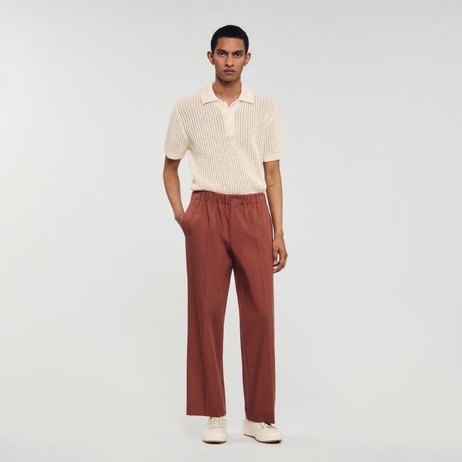 Pantaloni larghi in cotone elasticizzato