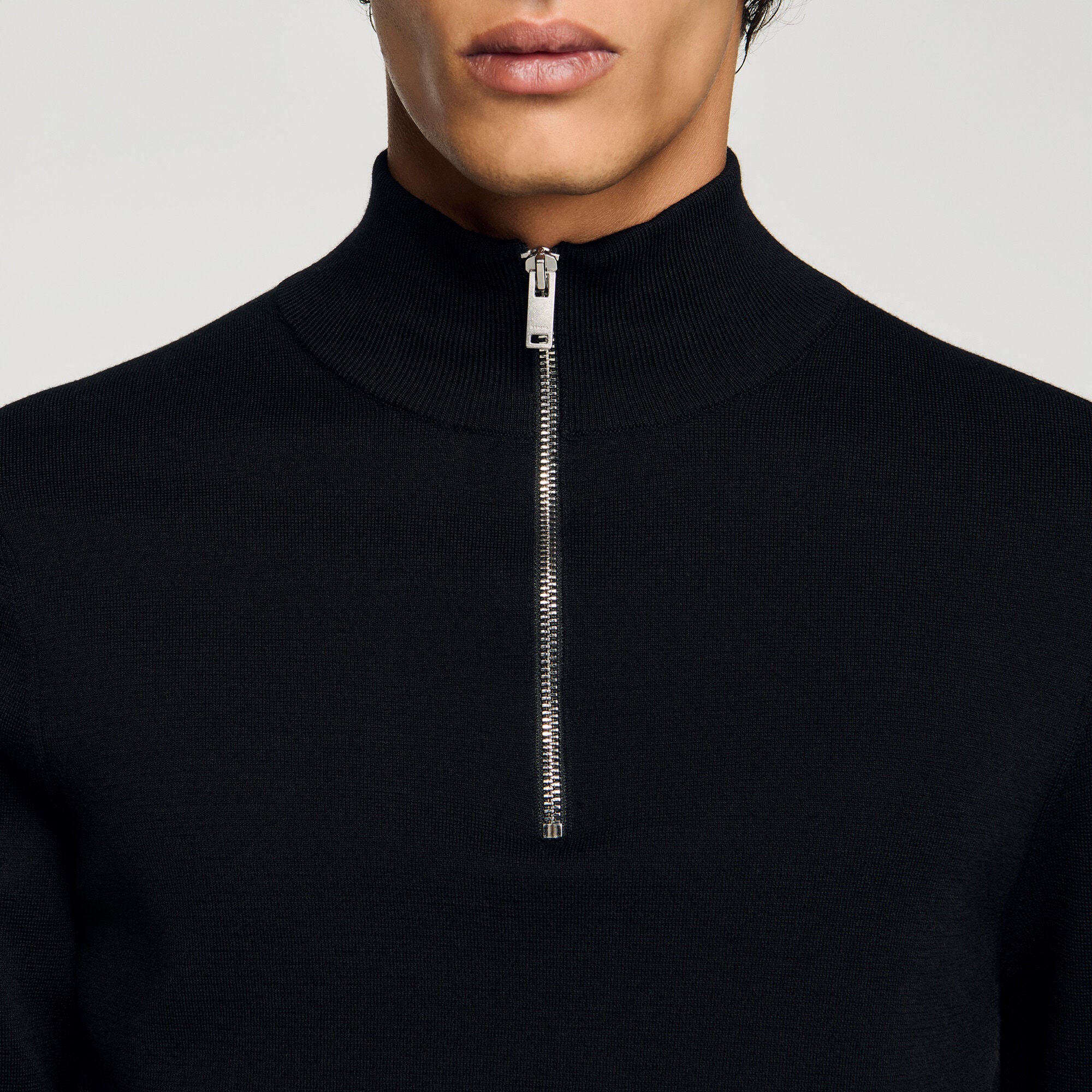 Maglione lana collo alto con zip - Uomo | Sandro