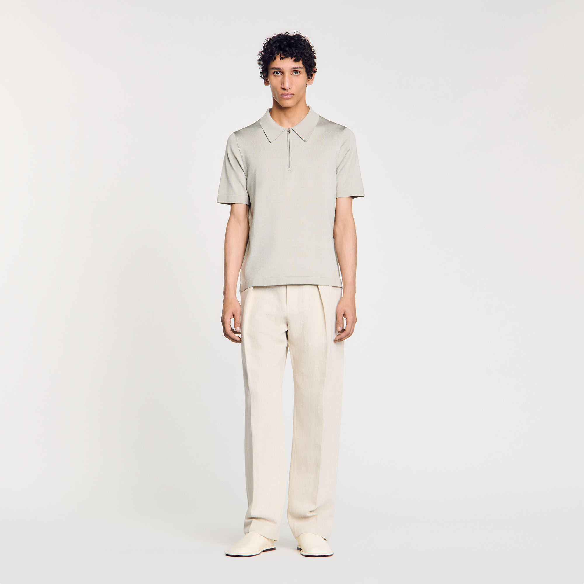 Polo in maglia con colletto con zip