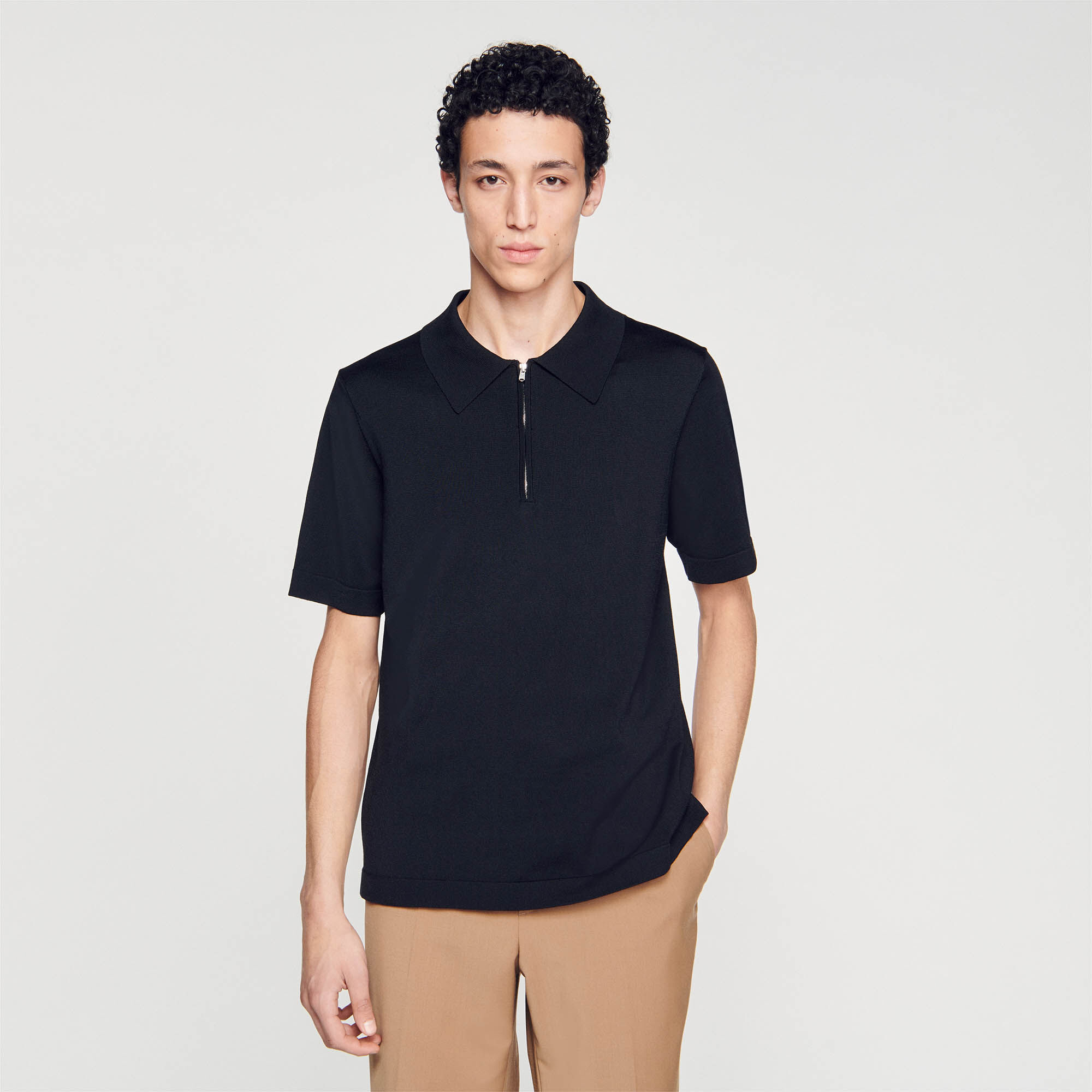 Polo in maglia con colletto con zip