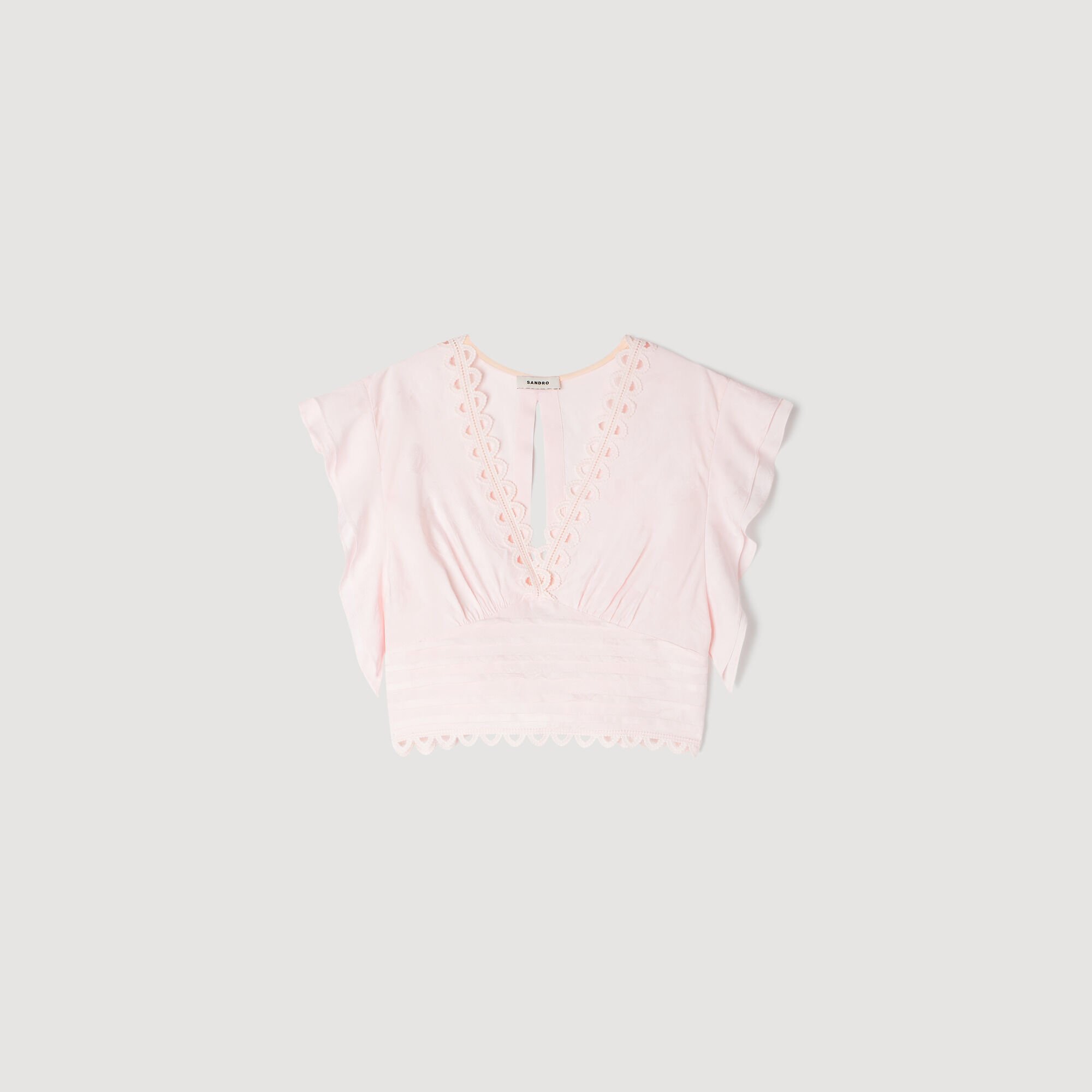 Top corto jacquard a fiori