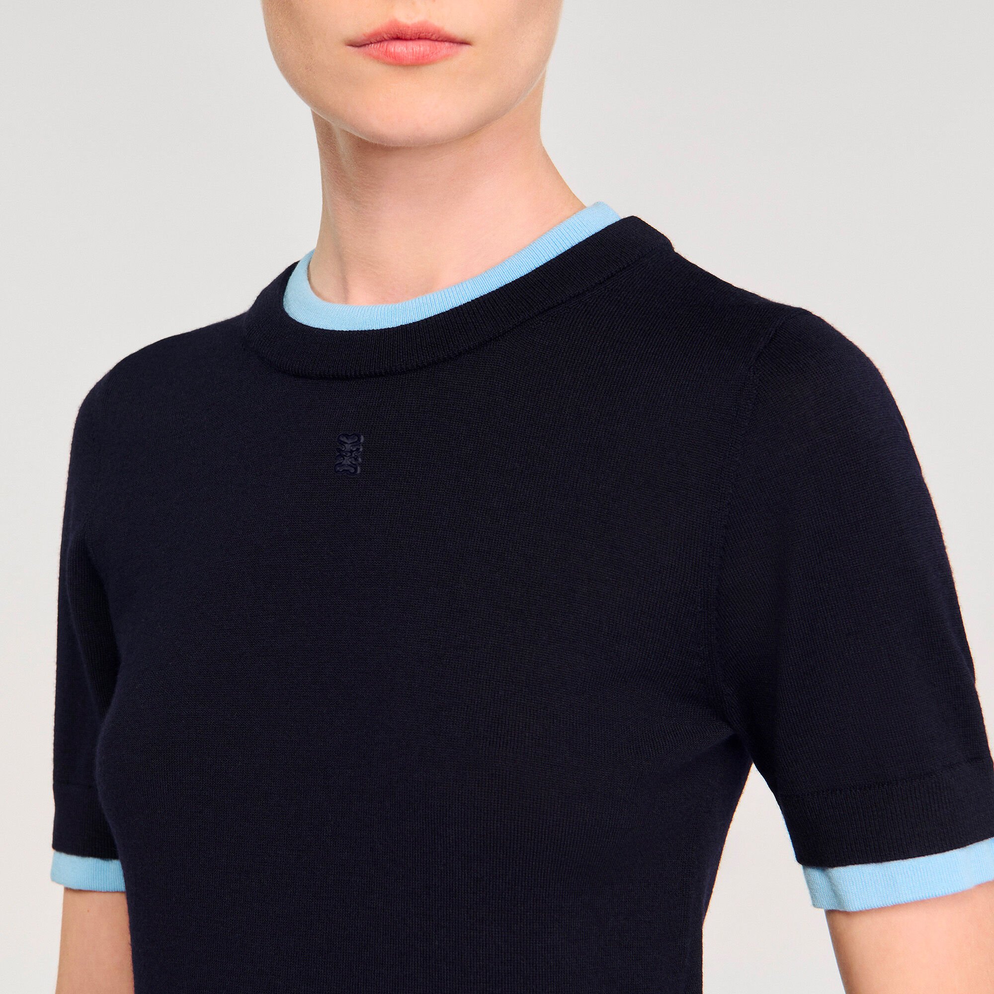 Maglione corto bicolore
