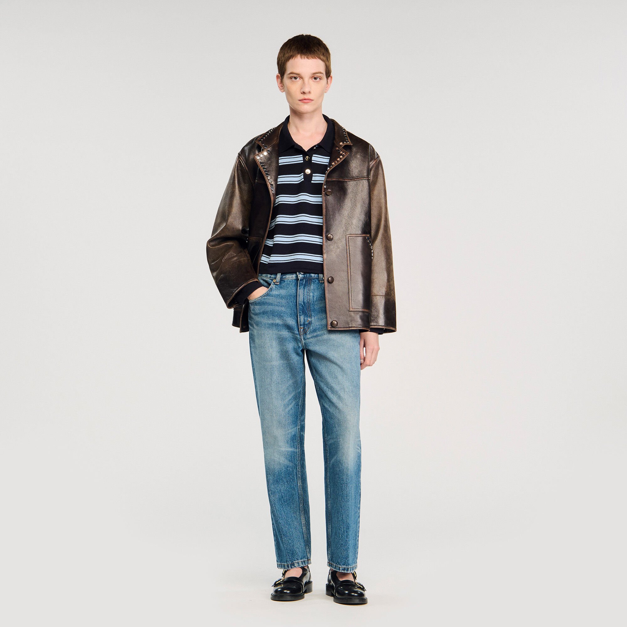 Maglione polo a righe