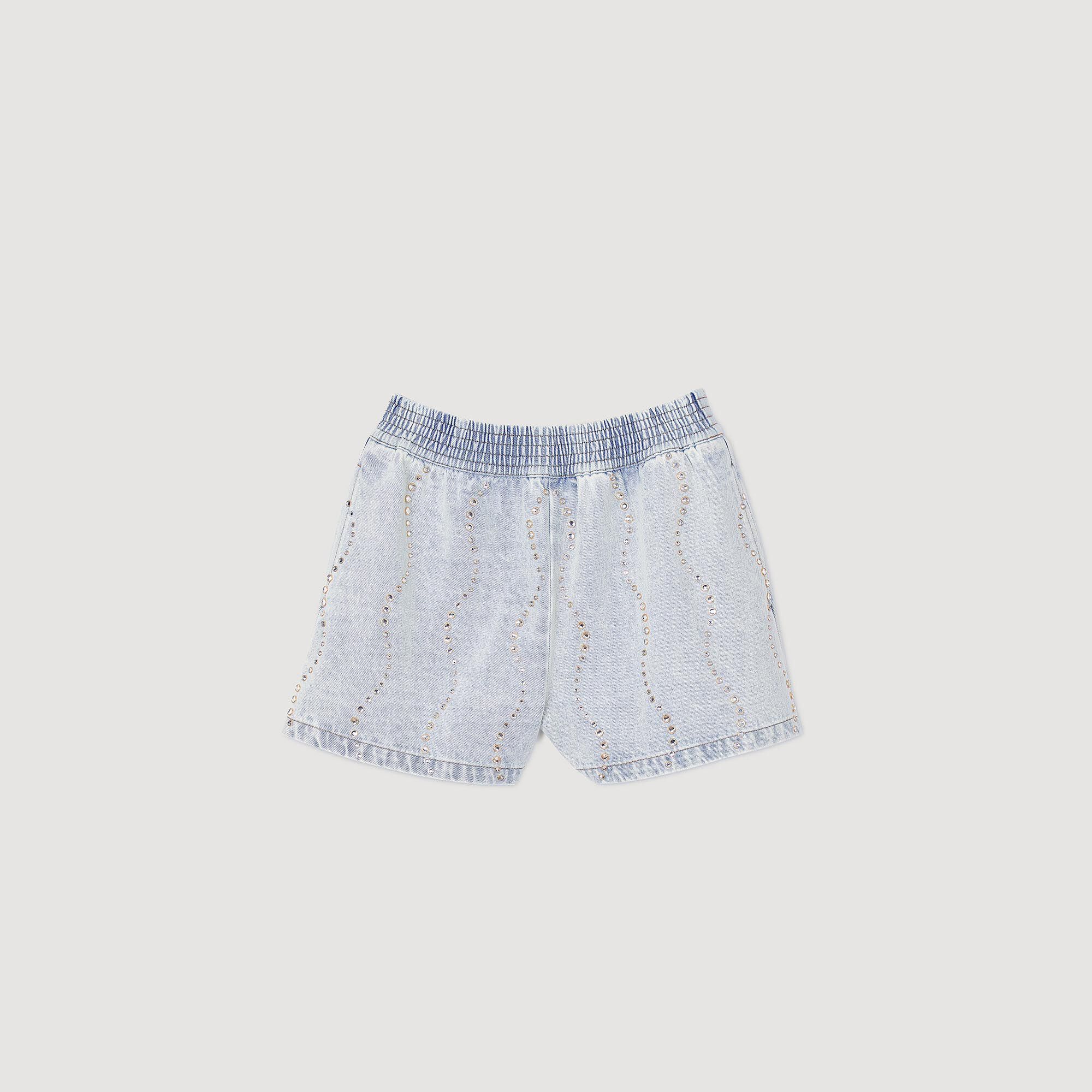 Shorts di jeans strass e perline