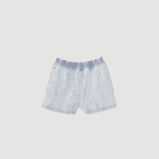 Shorts di jeans strass e perline