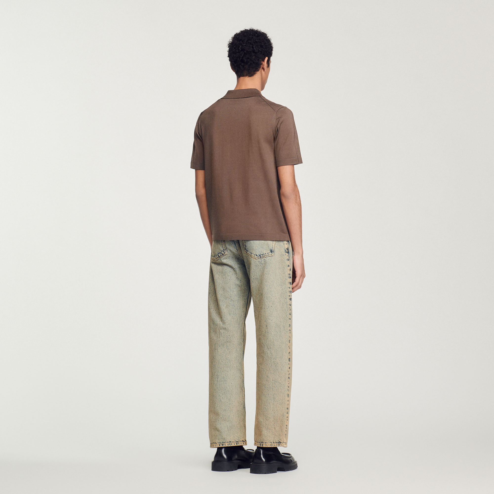 Polo in maglia con colletto con zip