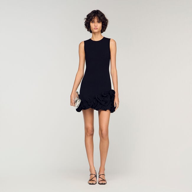 Abito corto in maglia a fiori