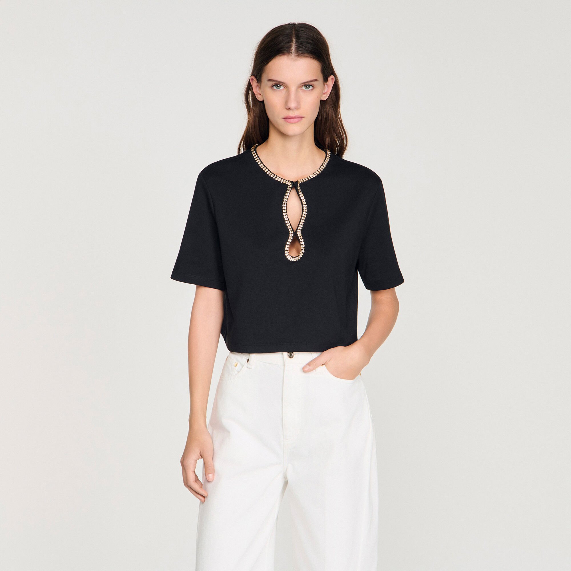 T-shirt corta glitterata