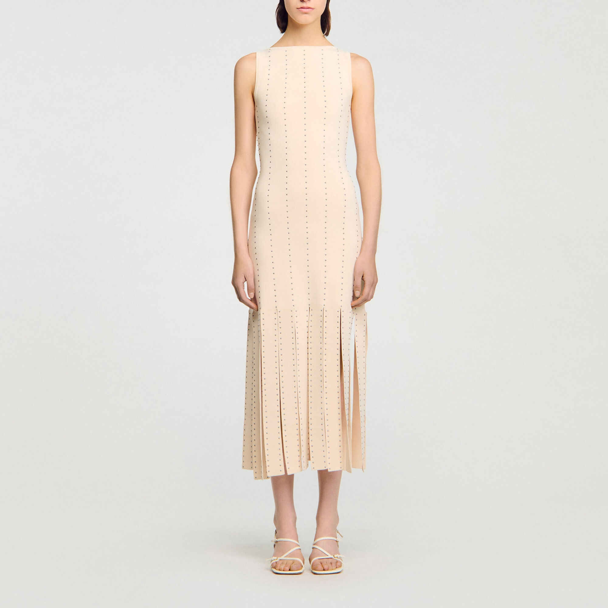 Abito lungo in maglia con frange - Donna | Sandro