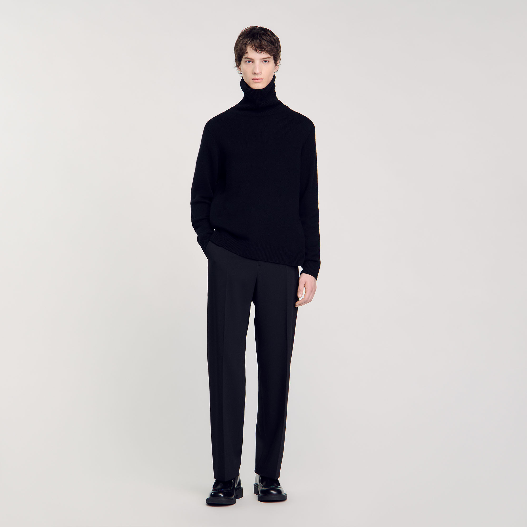 Felpa uomo ricamata in cotone biologico nero grigio da uomo Sandro Paris