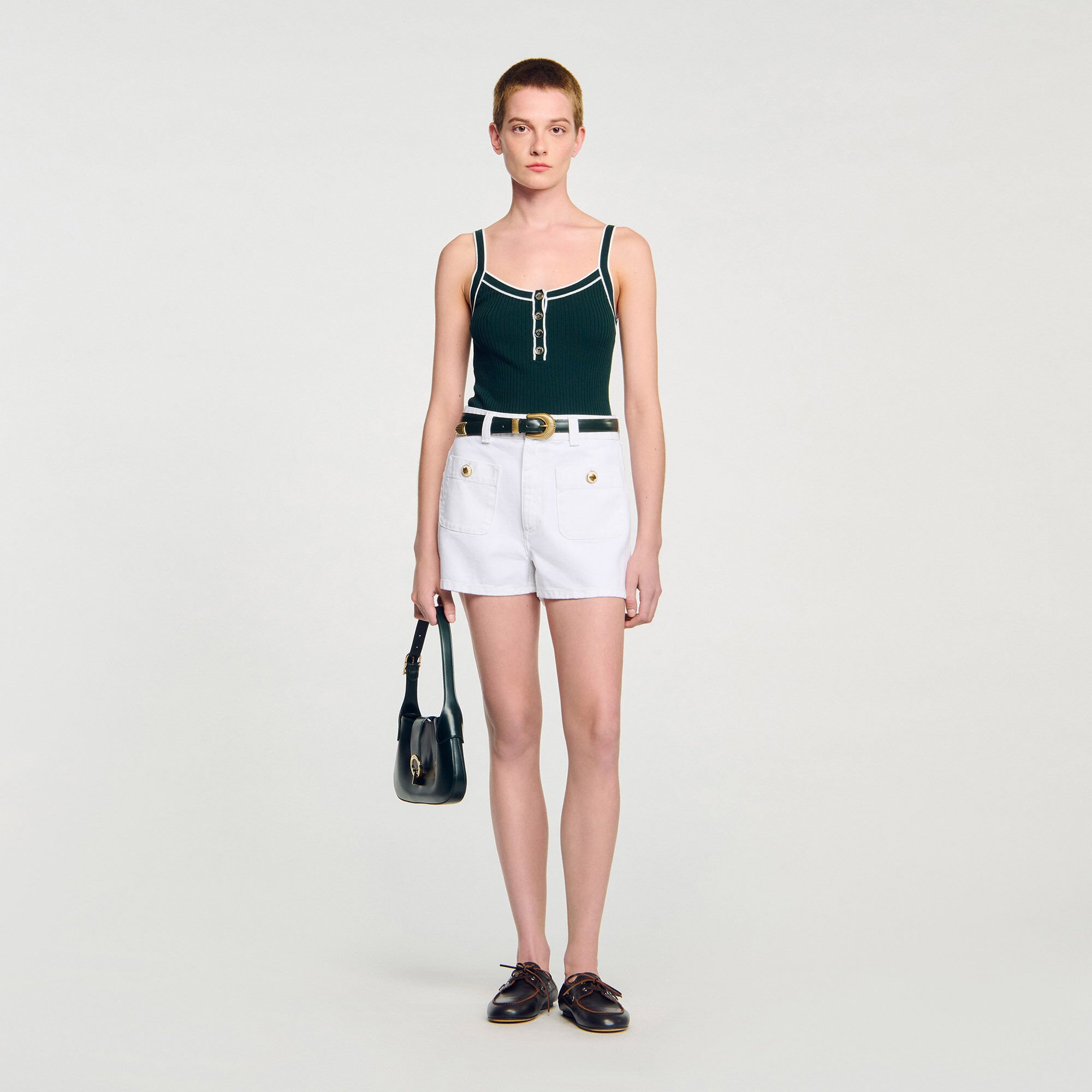 Canottiera in maglia bicolore