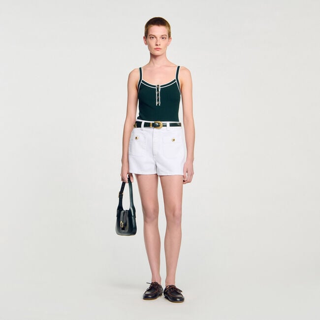 Canottiera in maglia bicolore