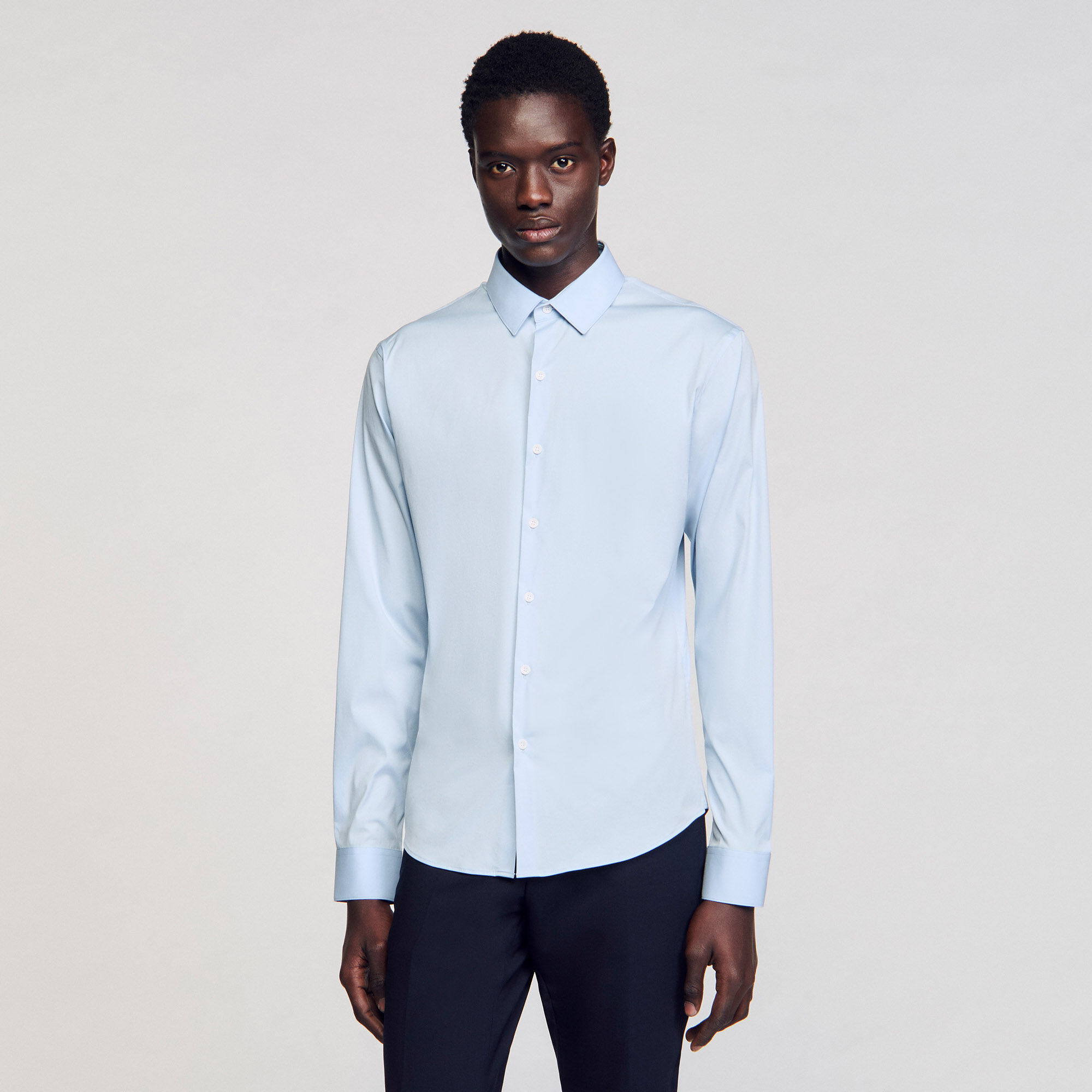 Camicia aderente in cotone stretch