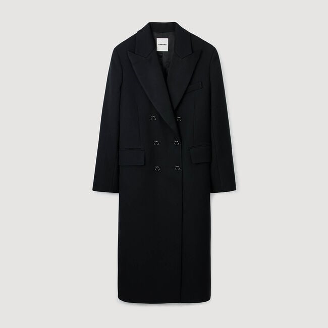 Cappotto lungo con revers satinati
