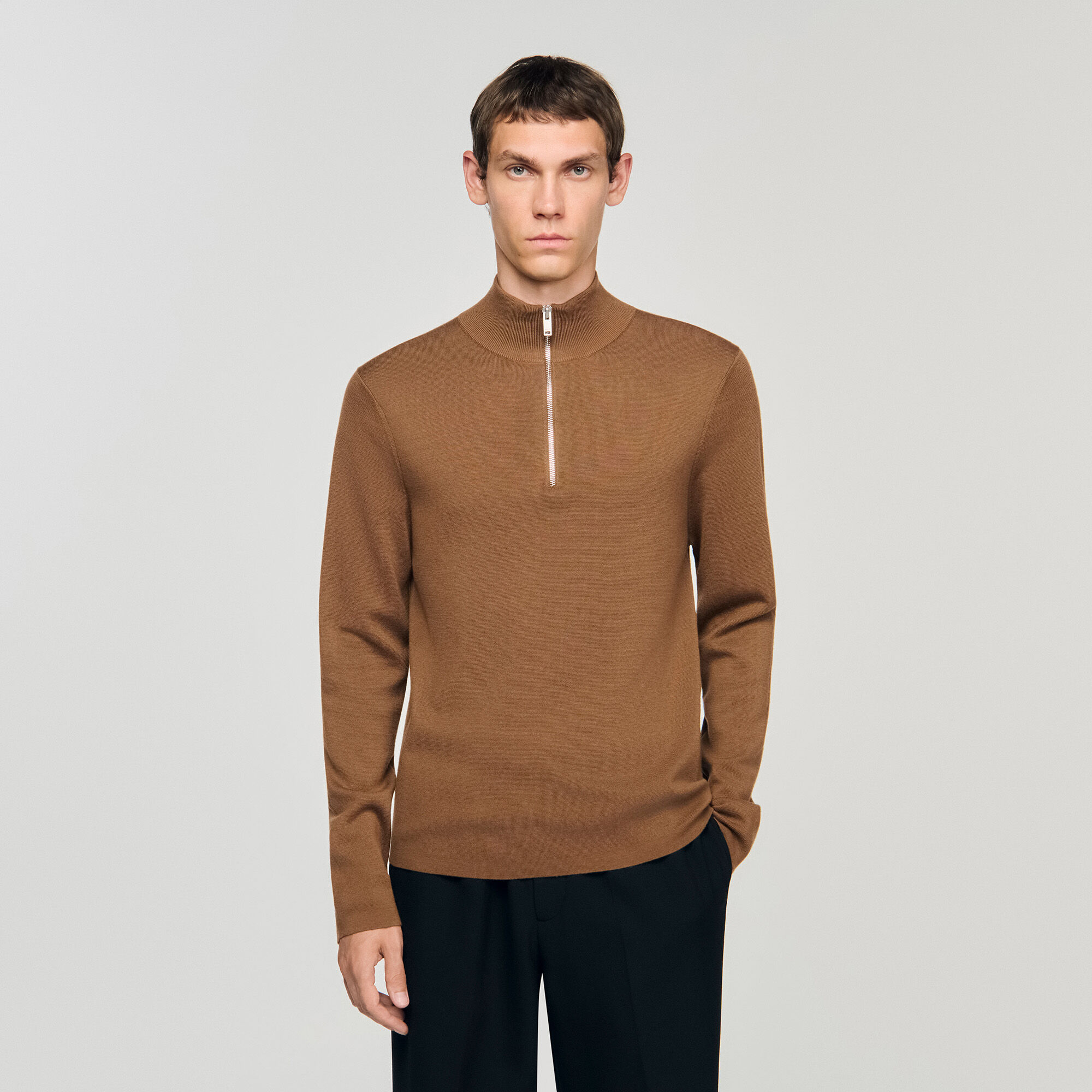 Maglia in lana con collo con zip