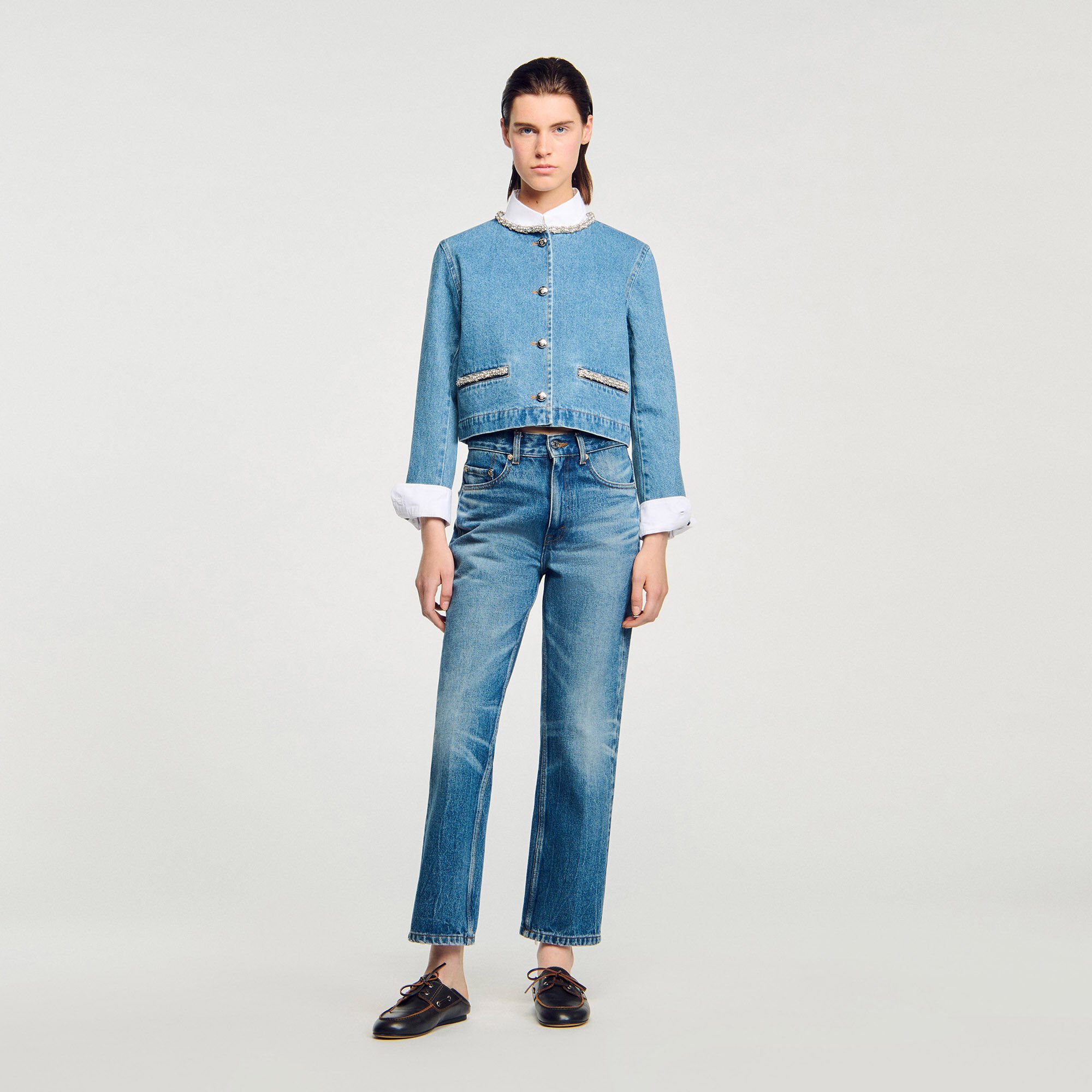 Giubbotto in denim con strass