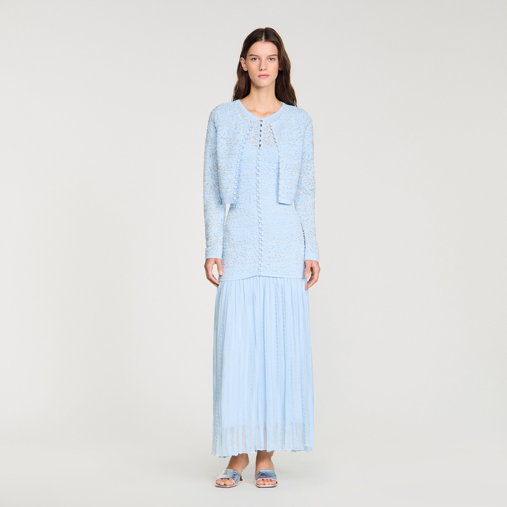 Cardigan corto perlato