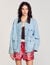 Giubbotto jeans colletto in pelle