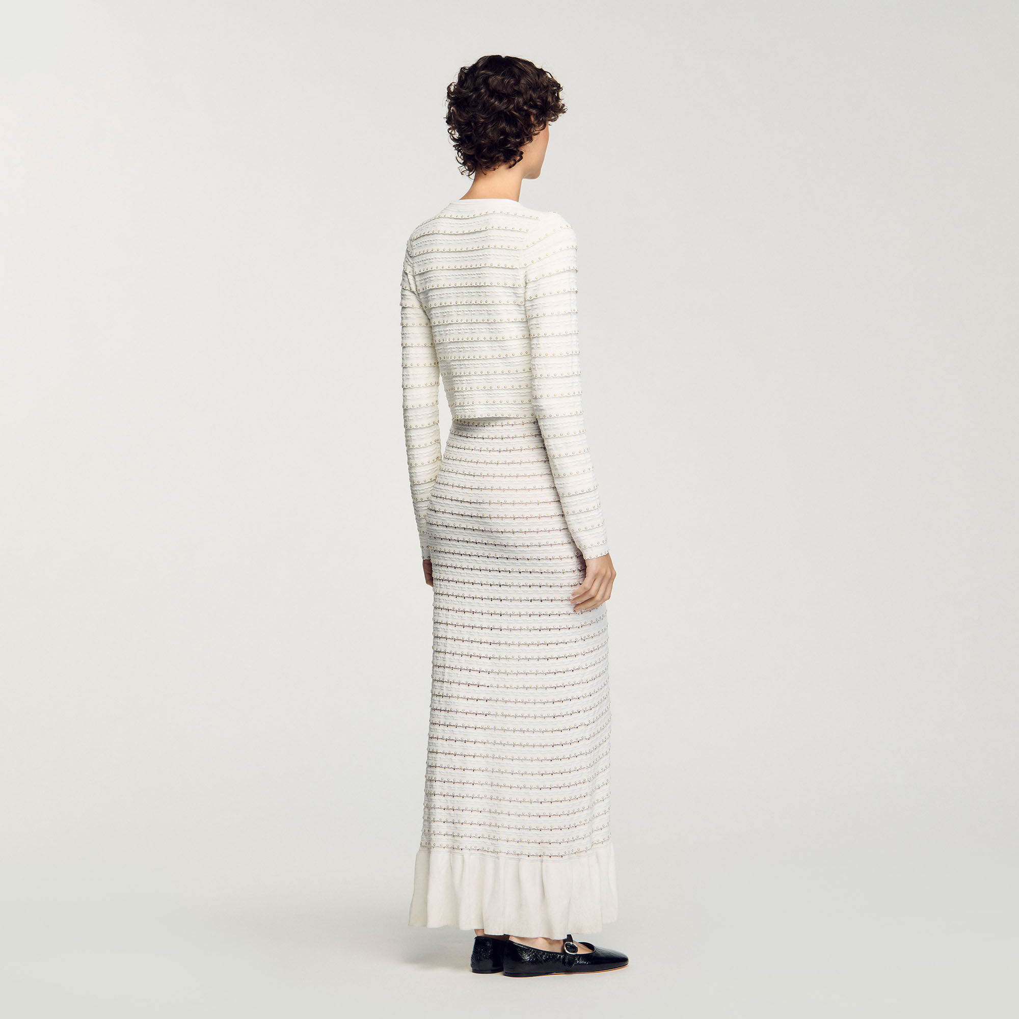 Cardigan corto con perline