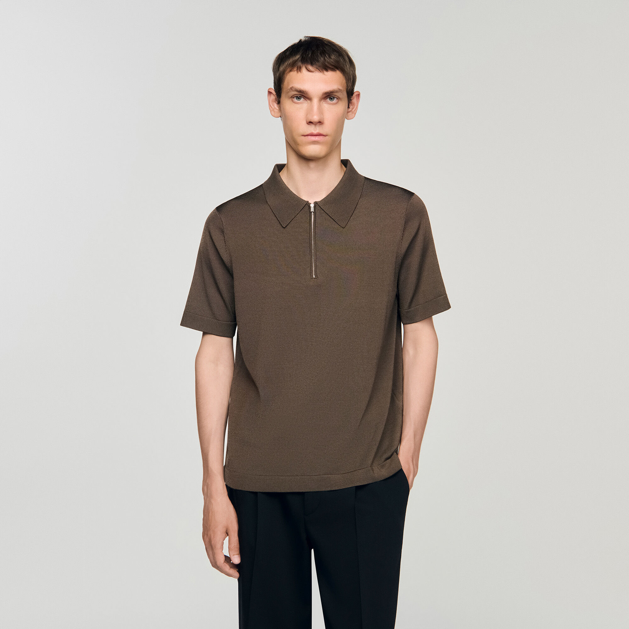 Polo in maglia con colletto con zip