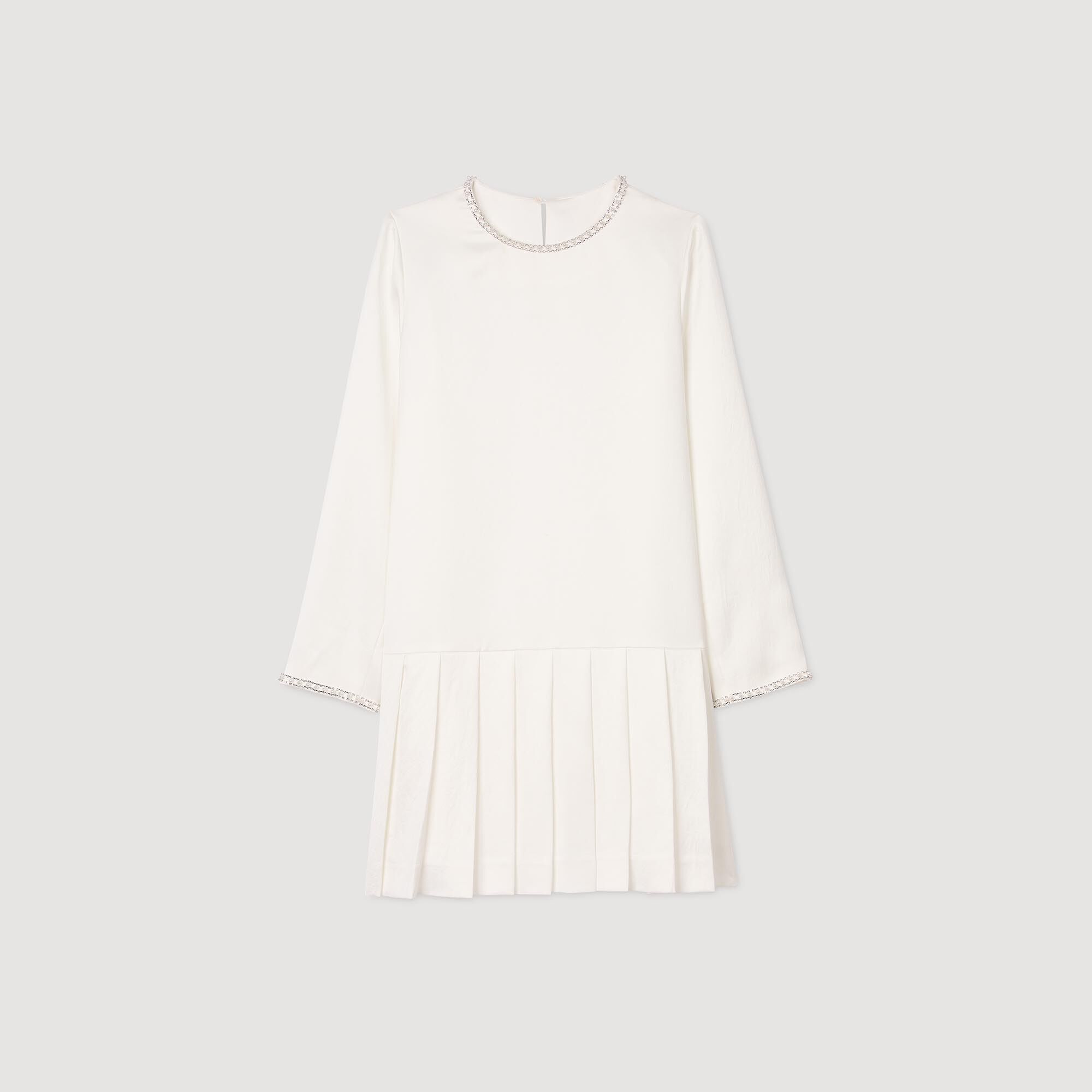 Abito corto in raso con perline